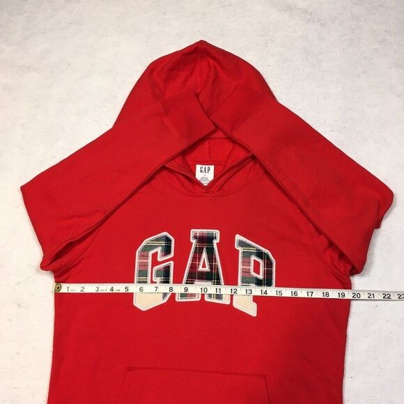 Gap Womens S Logo Hooded Sweatshirt Red Plaid Christmas Holiday Classic Retro - Picture 7 of 9